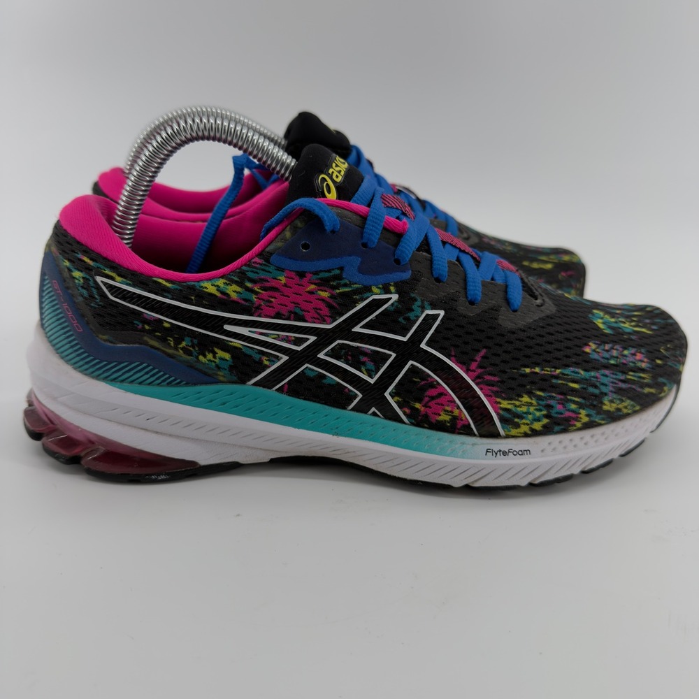 Asics GT-1000 11 Womens Running Shoes Size 9 Black Multi Color Sneaker